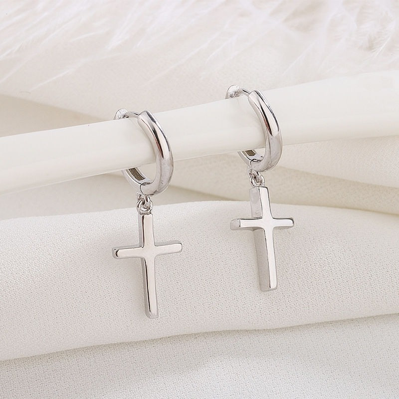 Women's Stainless Steel Cross Drop Earrings Hypoallergenic Fade Resistant